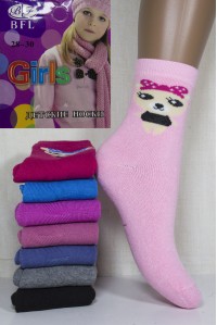 Махровые детские носки BFL Girls высокие Арт: C214-19 / Упаковка 12 пар /