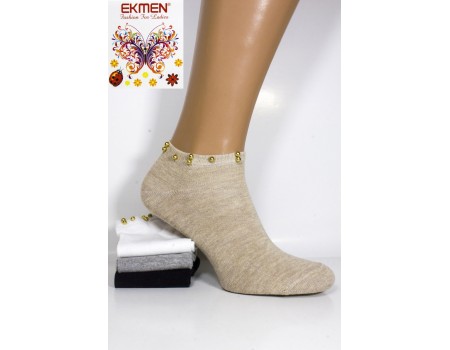 Стрейчевые женские носки с камушками EKMEN короткие Арт.: 0125