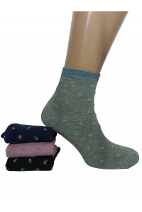 Стрейчевые женские носки INALTUN средней высоты Арт.: 3997-5 / Мелкие цветочки /