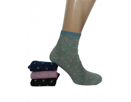 Стрейчевые женские носки INALTUN средней высоты Арт.: 3997-5 / Мелкие цветочки /