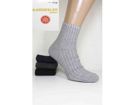 Стрейчевые мужские носки в рубчик KARDESLER средней высоты Арт: 5189-46 / Упаковка 12 пар /