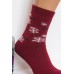 Шерстяные махровые женские носки термо НАТАЛИ высокие Арт.: B-936-1 / Снежинки + Горошек /
