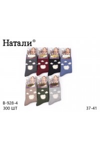 Шерстяные махровые женские носки с узором НАТАЛИ высокие Арт.: B-928-4 / Овечки /