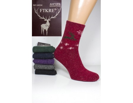 Шерстяные махровые женские носки с узором FTKRE высокие Арт.: 14214