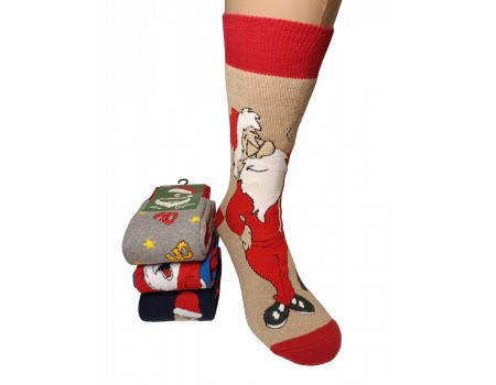 Махровые новогодние мужские носки KARDESLER высокие Арт.: 4346-1 / Санта Атлет /