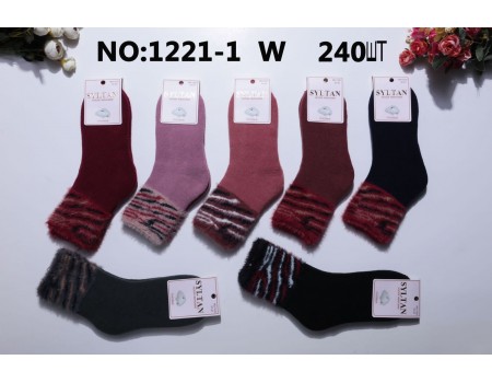 Пуховые махровые женские носки с меховым манжетом SYLTAN высокие Арт.: 1221-1