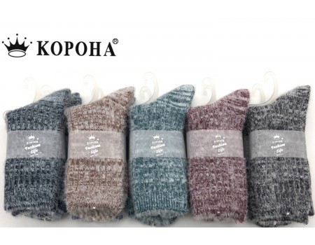 Шерстяные женские носки из шерсти альпаки КОРОНА высокие Арт.: B2551-1 / Упаковка 10 пар /