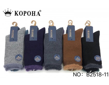 Шерстяные женские носки с меховым манжетом из ламы КОРОНА высокие Арт.: B2518-11 / Упаковка 10 пар /
