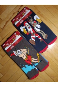 Махровые новогодние женские носки KARDESLER Л.П. высокие Арт: 2045-2 / Санта на лыжах /