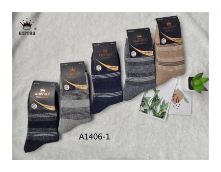 Шерстяные мужские носки в полоску КОРОНА высокие Арт.: А1406-1 (1402) / Упаковка 12 пар /