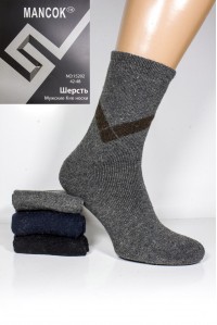 Шерстяные махровые мужские носки с узором MANCOK высокие Арт.:15202
