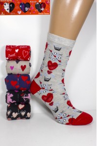 Стрейчевые женские носки для влюбленных KARDESLER высокие Арт.: 2118-2 / Крестики нолики /