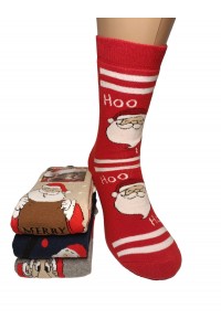 Махровые новогодние женские носки KARDESLER высокие Арт: 1619-2 / Санта HOO /