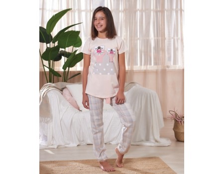 Детская пижама для сна из штанов и футболки с коротким рукавом SEVIM Арт: 7818