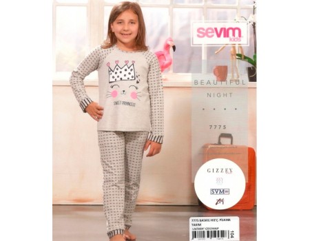 Детская пижама для сна из штанов и футболки с длинным рукавом SEVIM Арт: 7775
