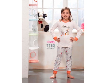 Детская пижама для сна из штанов и футболки с длинным рукавом SEVIM Арт: 7780