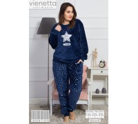 Комплект штанов и футболки с длинным рукавом из велсофта Vienetta Secret Арт: 160487-1042