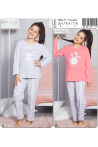Детская пижама для сна из штанов и футболки с длинным рукавом интерлок Vienetta Kids Арт: 803212-4173