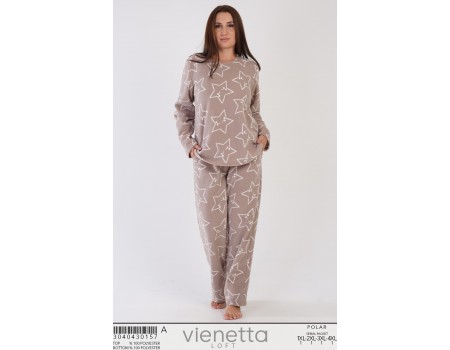 Комплект штанов и футболки с длинным рукавом на флисе Vienetta Secret Арт.: 304043-0157 / Бежевый /