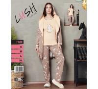 Комплект хлопковый из штанов и футболки с халатом Metin LUSH Casual Арт: 1106