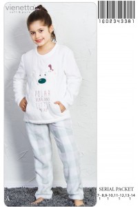 Детская пижама для сна из штанов и футболки с длинным рукавом на велсофт Vienetta Kids Арт: 160234-3381