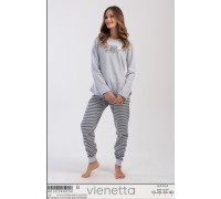 Комплект штанов и футболки с длинным рукавом на байке Vienetta Secret Арт.: 403034-0000 / Светло-серый /
