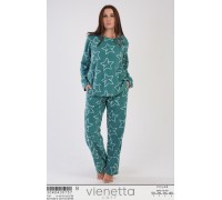 Комплект штанов и футболки с длинным рукавом на флисе Vienetta Secret Арт.: 304043-0157 / Зеленый /