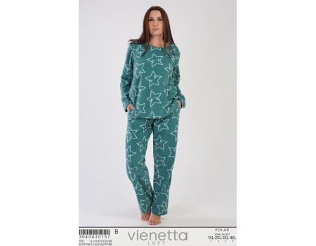 Комплект штанов и футболки с длинным рукавом на флисе Vienetta Secret Арт.: 304043-0157 / Зеленый /