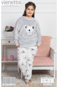 Детская пижама для сна из штанов и футболки с длинным рукавом на велсофт Vienetta Kids Арт: 160445-1000