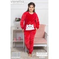 Детская пижама для сна из штанов и футболки с длинным рукавом на велсофт Vienetta Kids Арт: 160463-1018
