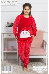 Детская пижама для сна из штанов и футболки с длинным рукавом на велсофт Vienetta Kids Арт: 160463-1018