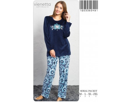 Комплект велюровый из штанов и футболки с длинным рукавом Vienetta Secret Арт: 160339-3491