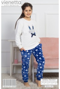 Детская пижама для сна из штанов и футболки с длинным рукавом на велсофт Vienetta Kids Арт: 160470-1025