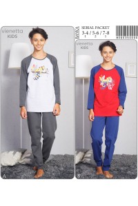 Детская пижама для сна из штанов и футболки с длинным рукавом на байке Vienetta Kids Арт: 806035-0000