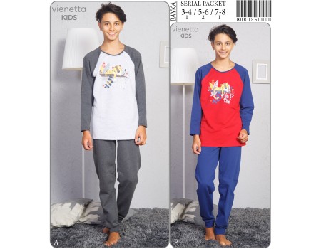 Детская пижама для сна из штанов и футболки с длинным рукавом на байке Vienetta Kids Арт: 806035-0000