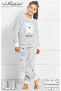 Детская пижама для сна из штанов и футболки с длинным рукавом на велсофт Vienetta Kids Арт: 806093-4023