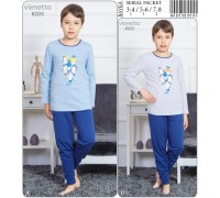 Детская пижама для сна из штанов и футболки с длинным рукавом на байке Vienetta Kids Арт: 806036-0000