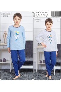Детская пижама для сна из штанов и футболки с длинным рукавом на байке Vienetta Kids Арт: 806036-0000