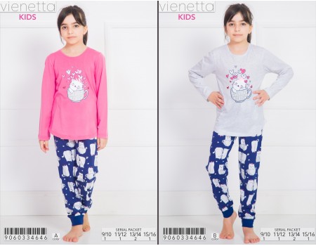 Детская пижама для сна из штанов и футболки с длинным рукавом Vienetta Kids Арт: 906033-4646