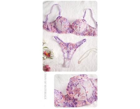 Комплект CENCKA FLOWER тонкий без поролона с трусиками-стрингами Арт: 3084#