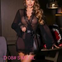 Комплект CENCKA FLOWER пеньюар сіточкою з трусиками-стрінгами Арт: D08#